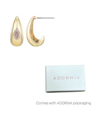 Gold Plated Crystal Stone Pear Teardrop Stud Earrings