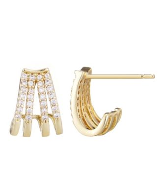 Gold Plated Cubic Zirconia Ear Wrap Huggie Earrings
