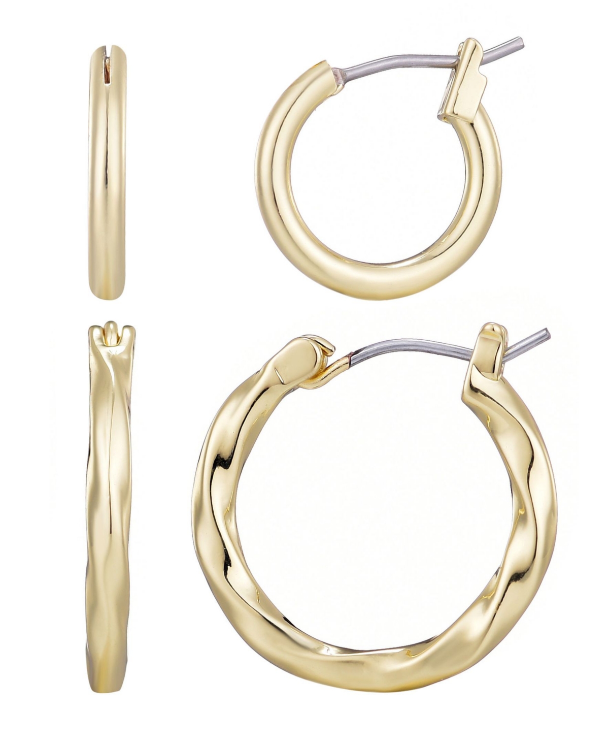 Adornia Set Of 2 Hoop Earrings In Gold