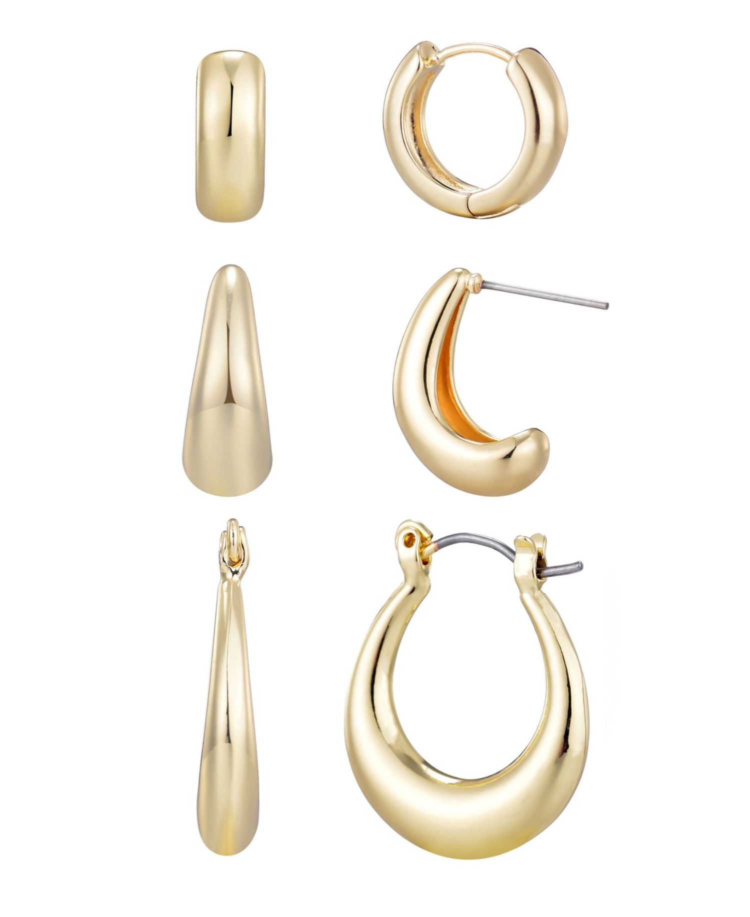 Gold Plated Hoop Earrings Set