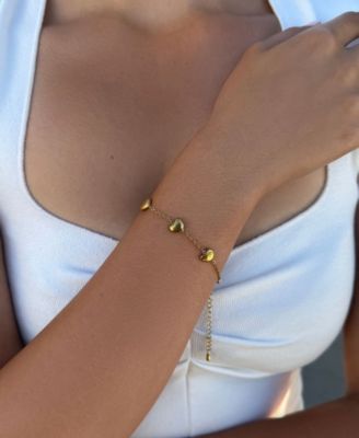 Tarnish Resistant Gold Plated Heart Station Bracelet