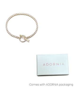 Gold Plated Crystal Toggle Tennis Bracelet