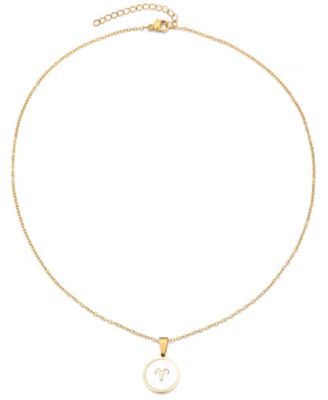 Tarnish Resistant Gold Mother of Pearl Zodiac Necklace