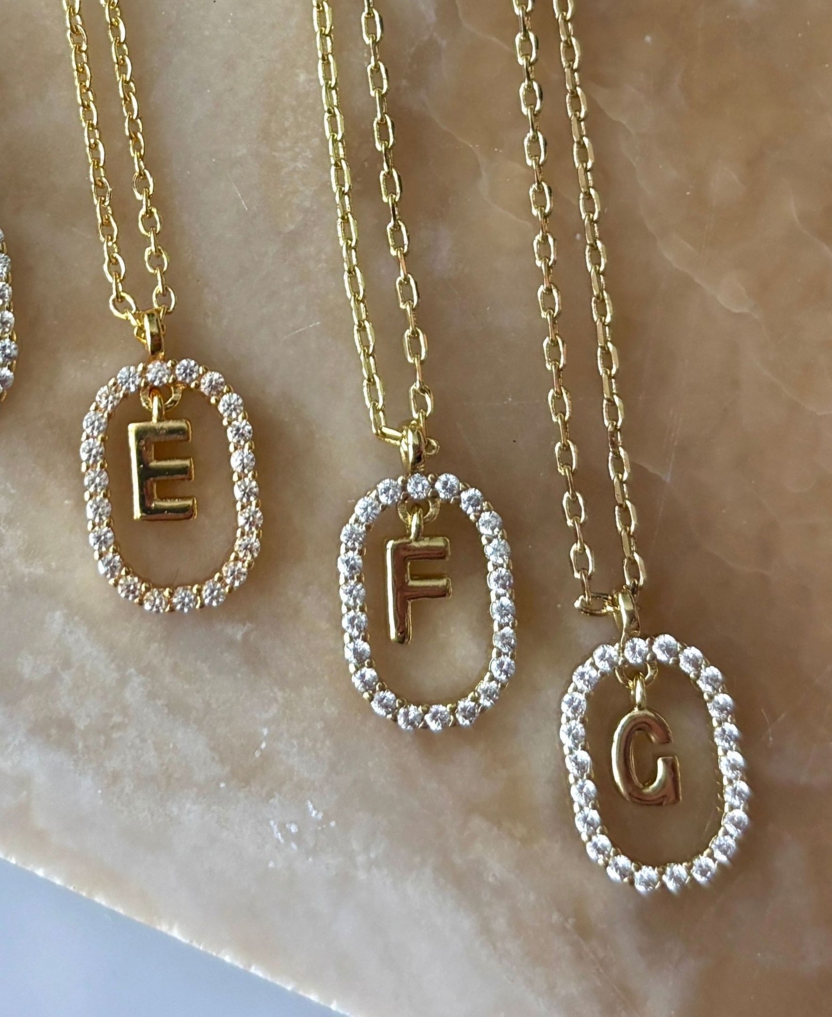 Adornia Gold Plated Cubic Zirconia Floating Letter Frame Necklace