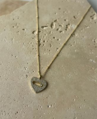 Gold Cubic Zirconia Heart Necklace