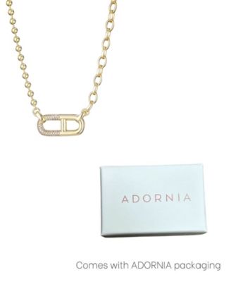 Cubic Zirconia Mixed Chain Sideways Pendant Necklace