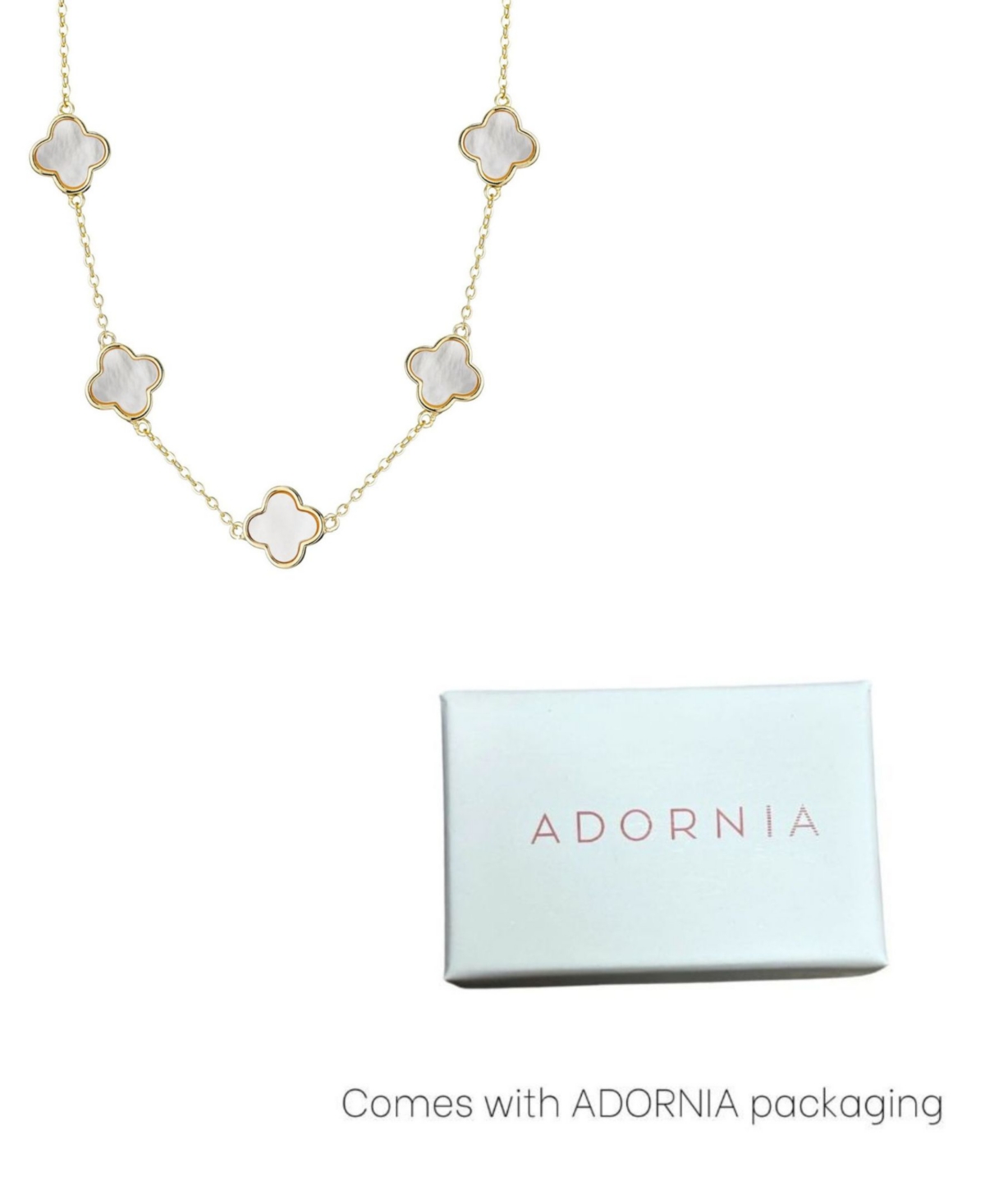 Adornia Gold Mother Of Pearl Clover Station Necklace In Gold