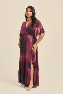 Women's Elegant Abstract Print Mesh Maxi Dress