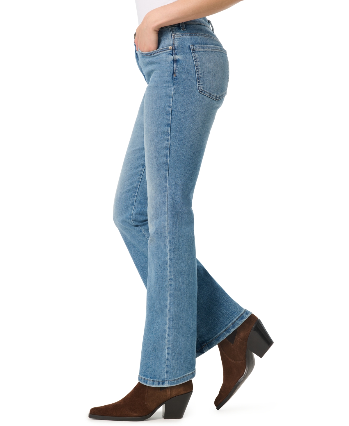 Gloria Vanderbilt Petite Amanda Essential Flared High-rise Jeans In Blue