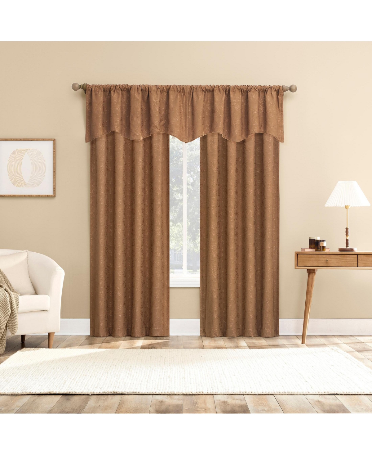 Bronte Floral Jacquard 100% Blackout Rod Pocket Curtain Valance