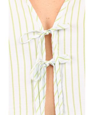 Women's Flynn Short Set - Green Blue Stripe