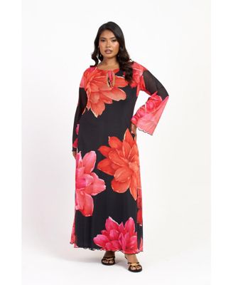 Women's Long Sleeve Floral Maxi Dress