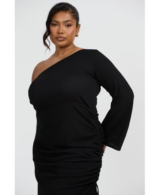 Women's One Shoulder Flare Sleeve Maxi Dress