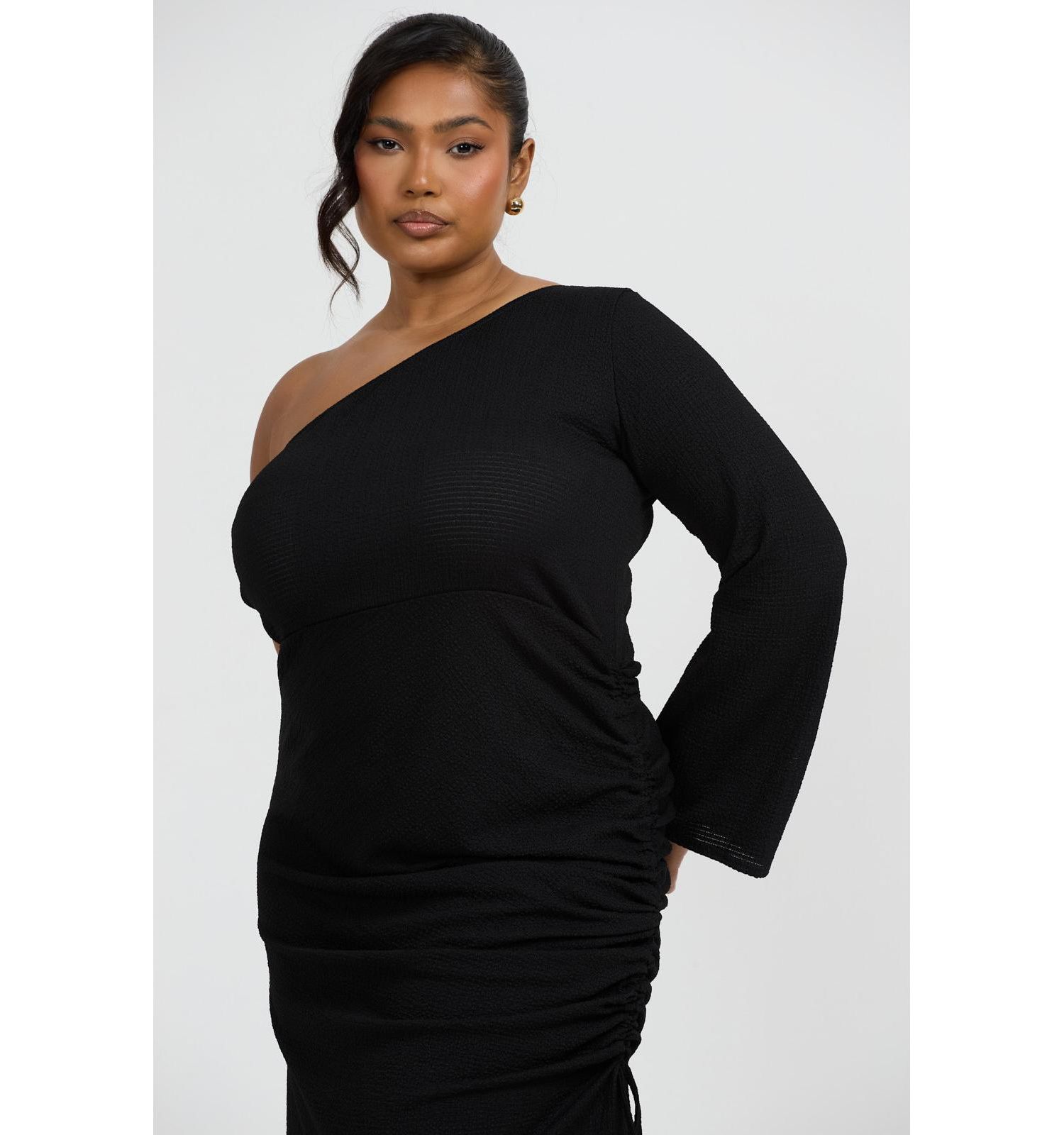 Women's One Shoulder Flare Sleeve Maxi Dress