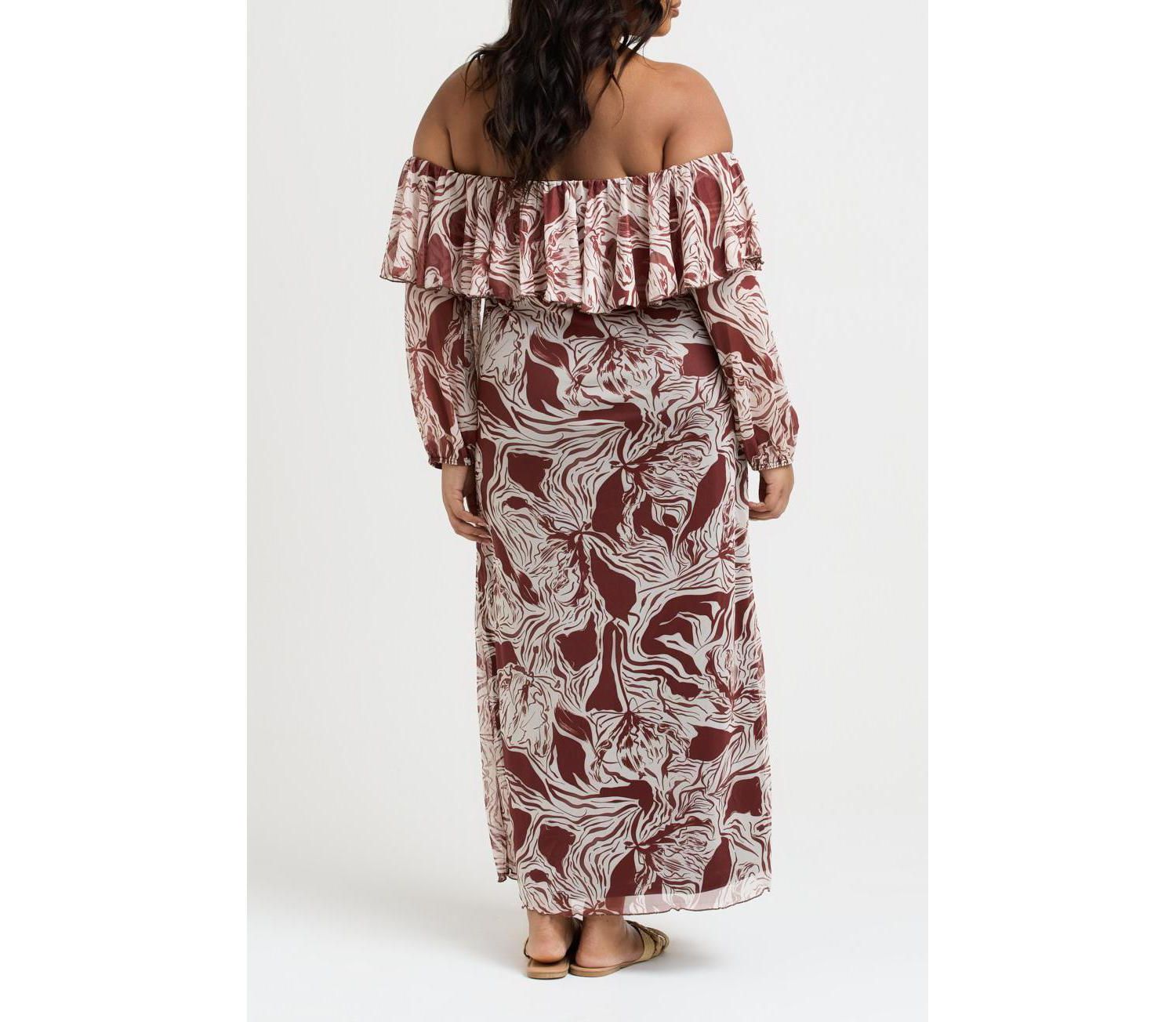 Women's Curve Ruffle Bardot Midaxi Dress