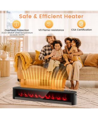 1400W Electric Baseboard Heater Convection Space Heater with Realistic 3D Flame