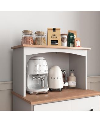 Wooden Kitchen Pantry Storage Cabinet with Drawer and Microwave Shelf
