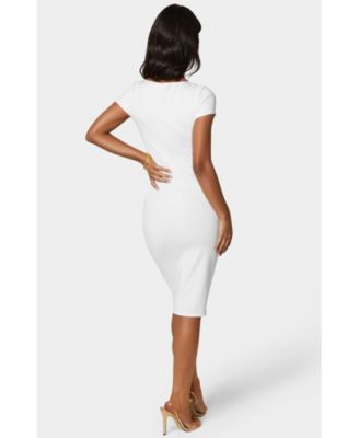 Women's Short Sleeve Midi T-Shirt Rib Dress