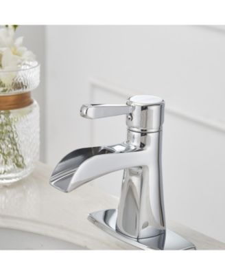 Waterfall Single Hole Single-Handle Low-Arc Bathroom Sink Faucet With Pop-up Drain Assembly