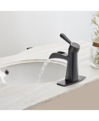 Waterfall Single Hole Single-Handle Low-Arc Bathroom Sink Faucet With Pop-up Drain Assembly