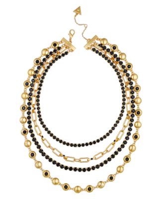 Rhinestone Gold-Tone Multi-Row Necklace