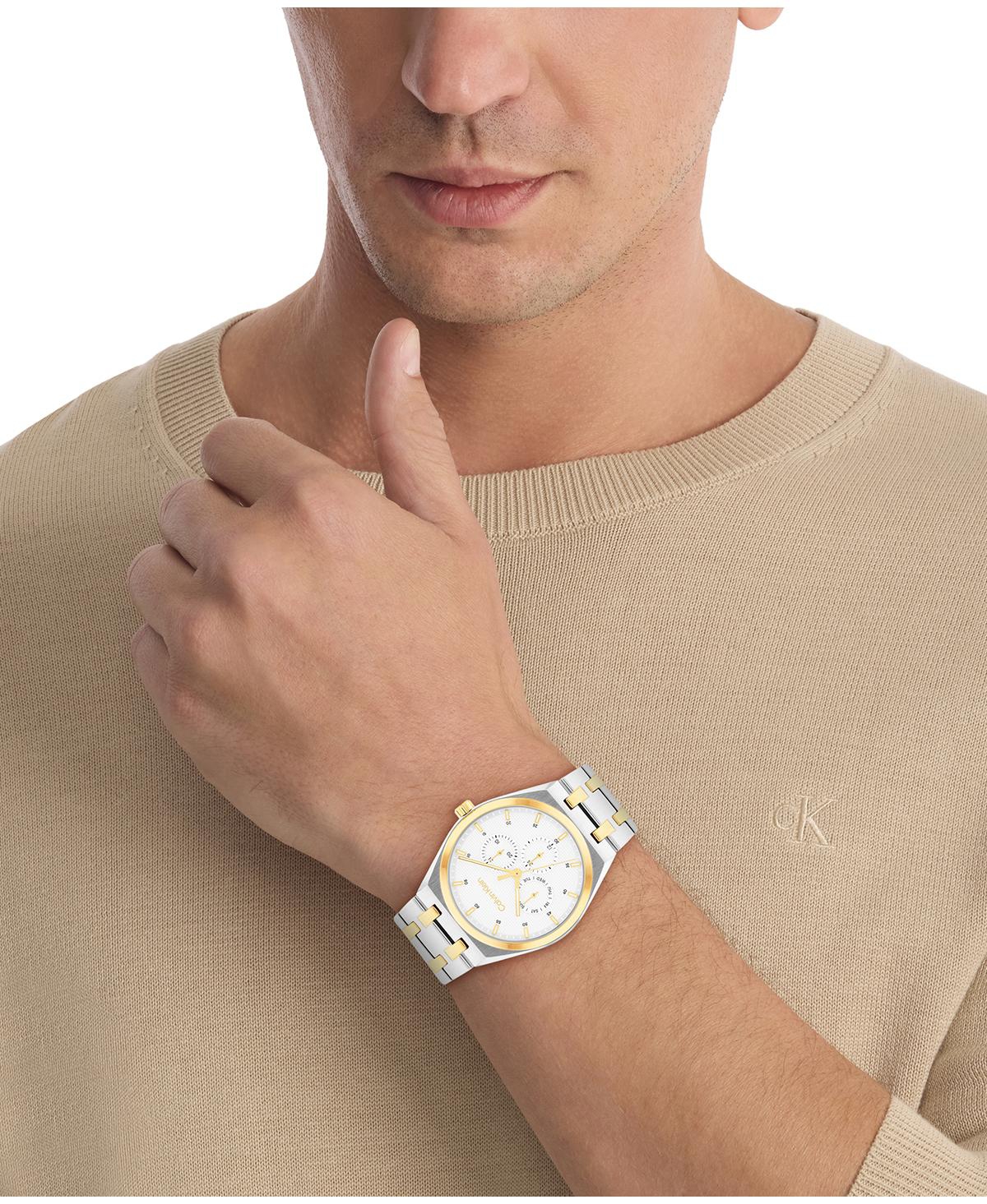 Calvin Klein Men's Two Tone Stainless Steel Bracelet Watch, 39mm In Gold