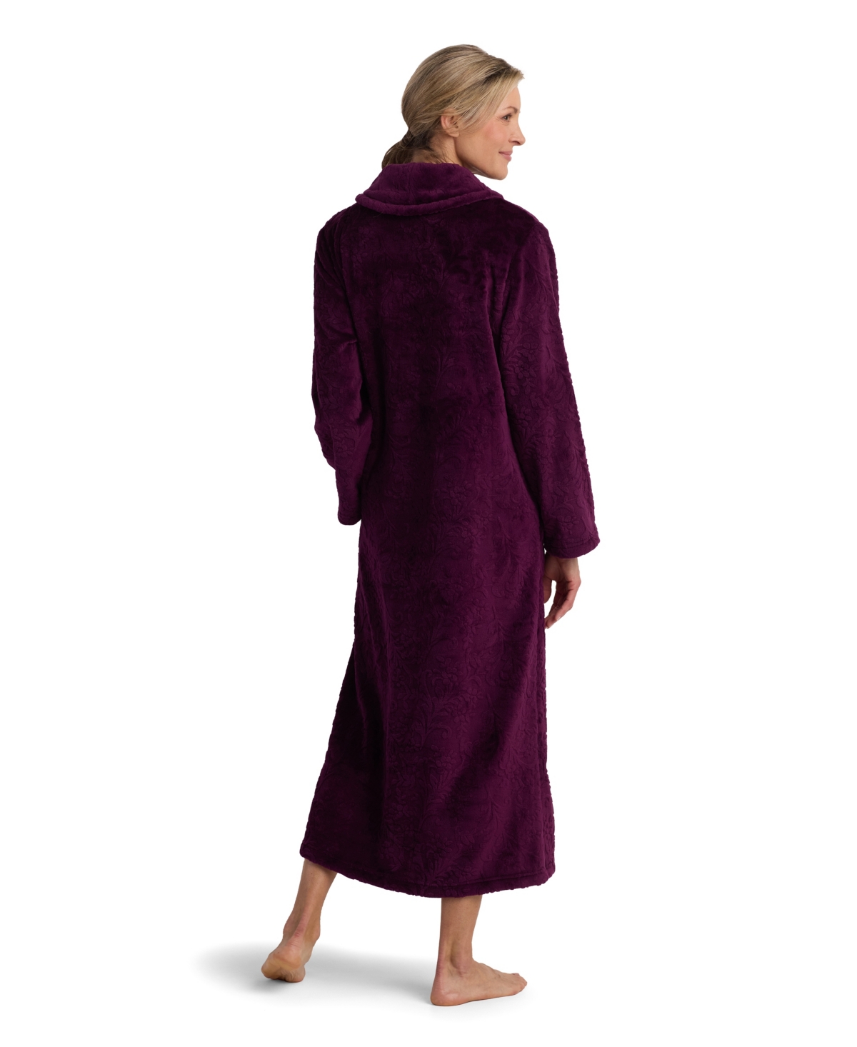 Miss Elaine Women's Collared Long Robe In Purple