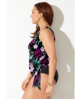 Women's Side Tie Blouson Tankini Top