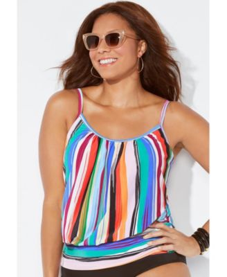 Women's Lightweight Scoop Neck Blouson Tankini Top