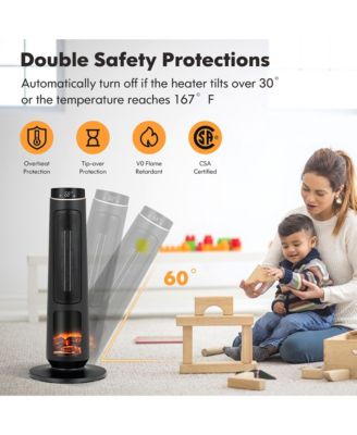 1500W Electric Space Heater PTC Fast Heating Ceramic Heater 3D Realistic Flame