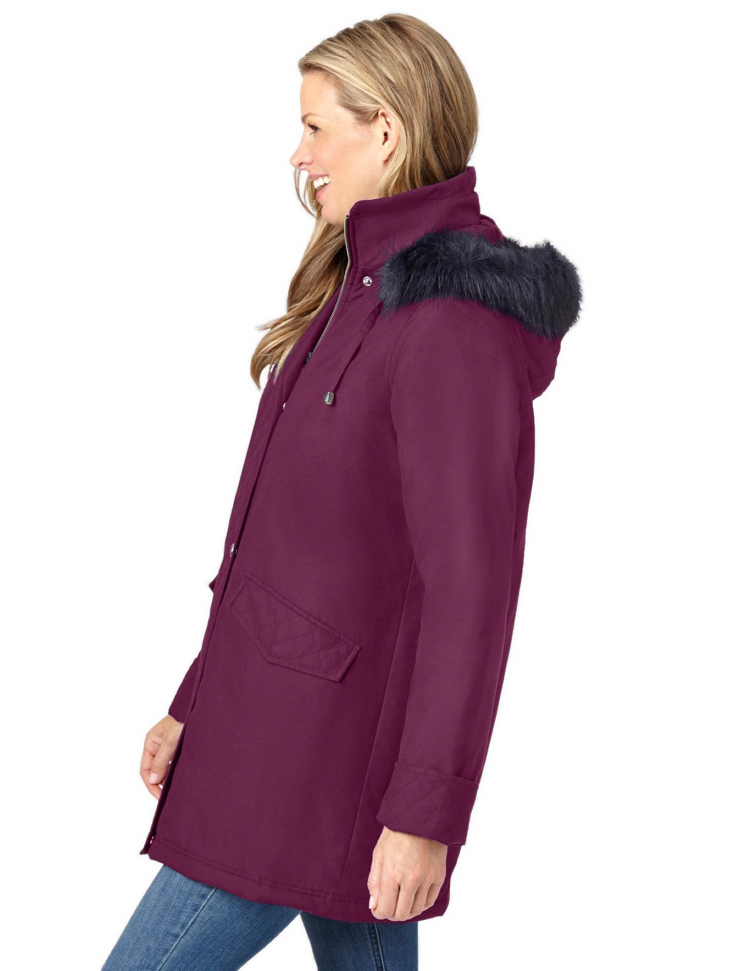 Plus Size Faux Fur Down Parka Coat
