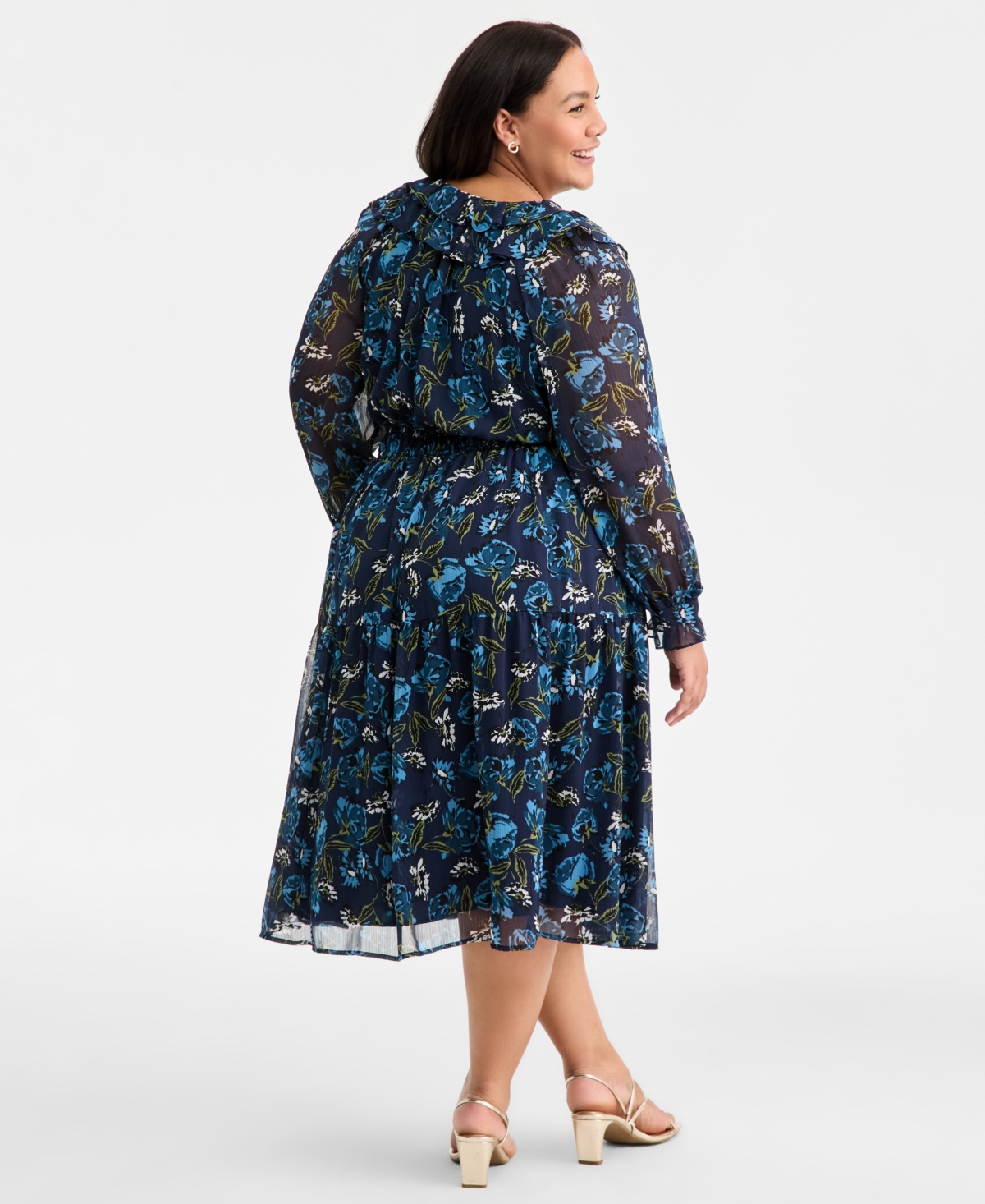 On 34th Trendy Plus Ruffled-Collar Midi Dress, Macy's Exclusive