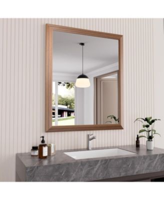 Bathroom Mirror, 36" x 30" Inch Thick Metal Framed Wall Mirrors for Over Sink, Bedroom, Living Room, Entryway, Rectangle Wall-Mounted Mirrors in Dark Brown(Horizontal/Vertical)