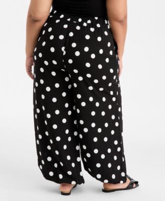Trendy Plus Size Polka-Dot Pull-On Balloon Pants, Macy's Exclusive
