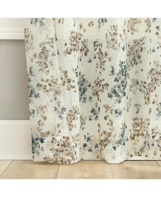 Alethea Floral Print Crushed Voile Sheer Rod Pocket Curtain Panel