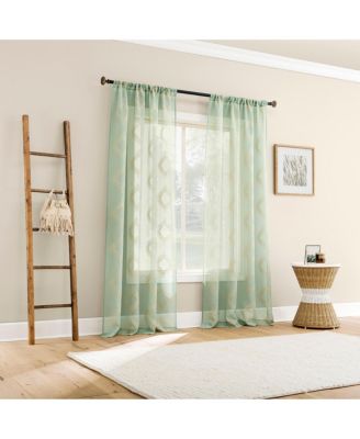 Rivalie Embroidered Medallion Sheer Rod Pocket Curtain Panel