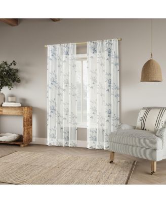 Maeve Botanical Print Sheer Rod Pocket Curtain Panel