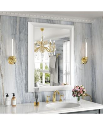 Bathroom Mirror, 32" x 24" Inch Thick Metal Framed Wall Mirrors for Over Sink, Bedroom, Living Room, Entryway, Rectangle Wall-Mounted Mirrors in White(Horizontal/Vertical)