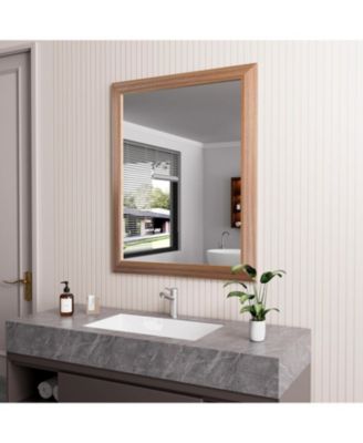 Bathroom Mirror, 20" x 16" Inch Thick Metal Framed Wall Mirrors for Over Sink, Bedroom, Living Room, Entryway, Rectangle Wall-Mounted Mirrors in Dark Brown(Horizontal/Vertical)