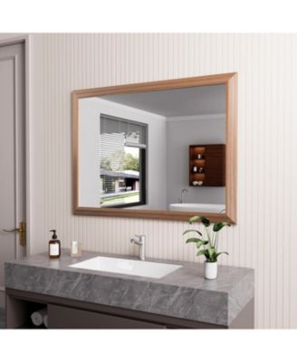 Bathroom Mirror, 40" x 30" Inch Thick Metal Framed Wall Mirrors for Over Sink, Bedroom, Living Room, Entryway, Rectangle Wall-Mounted Mirrors in Dark Brown(Horizontal/Vertical)