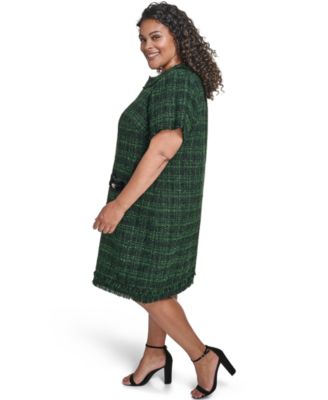 Plus Size Short Sleeve Lurex Boucle Shift Dress