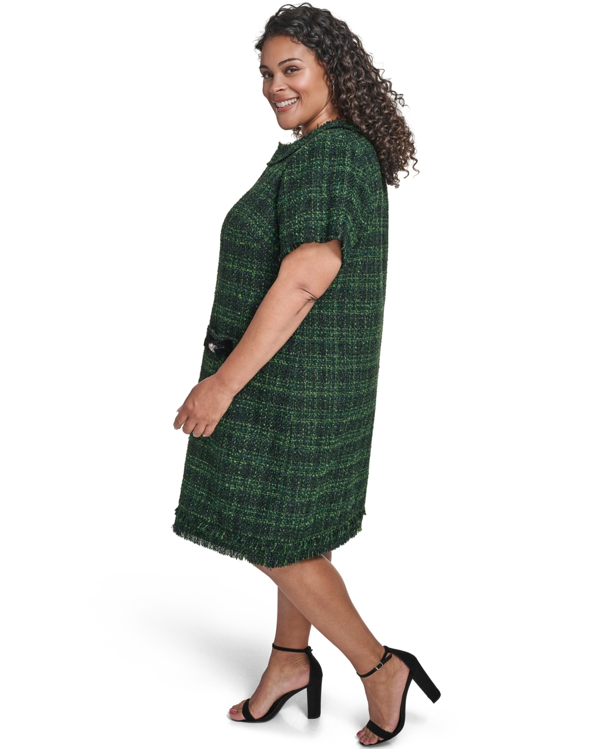 Eliza J Plus Short Sleeve Lurex Boucle Shift Dress