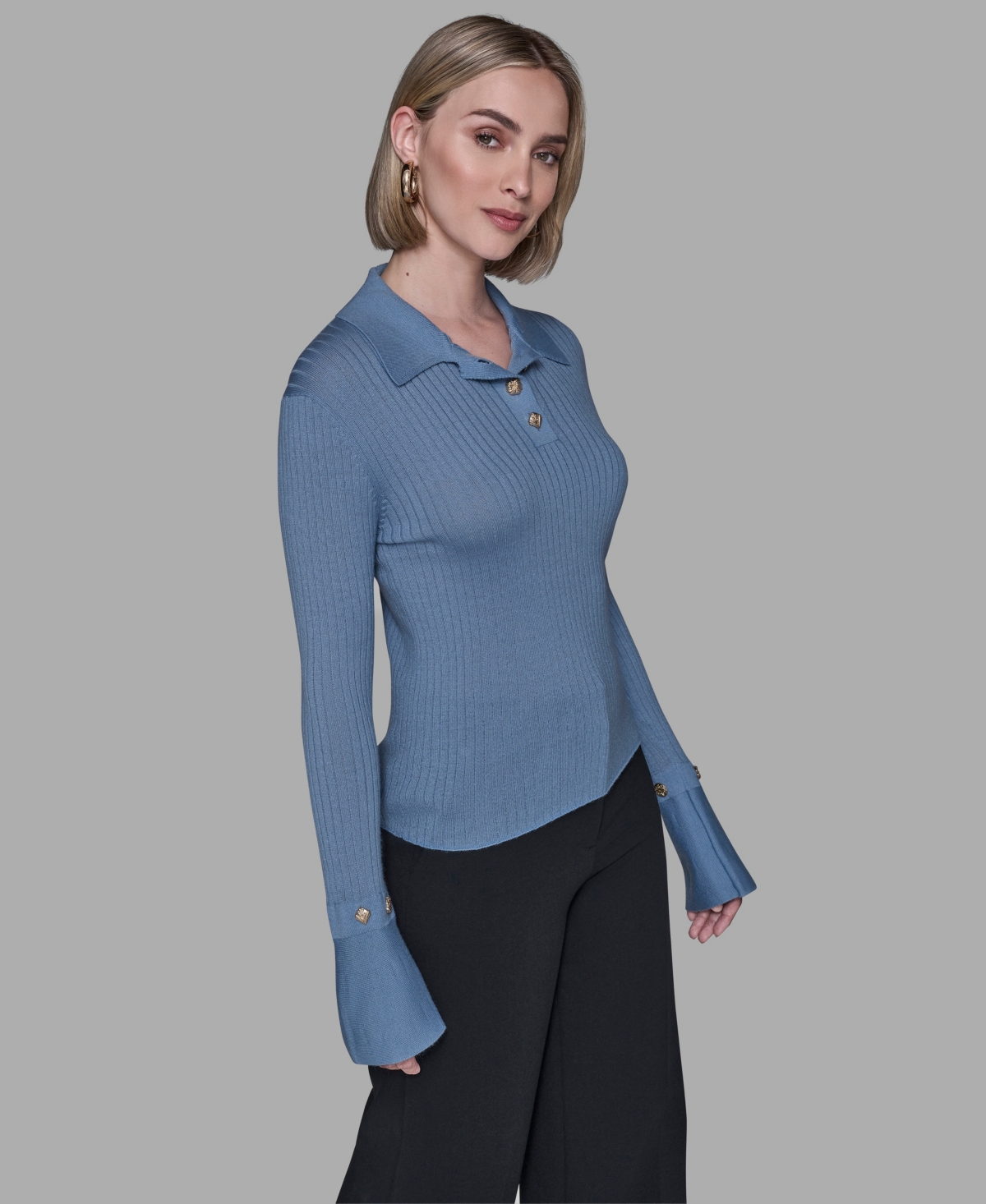 Karl Lagerfeld Women's Long Sleeves Sweater In Blue