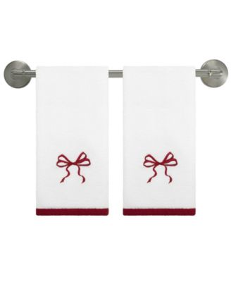 Christmas Bows Cotton 2-Pc. Fingertip Towel Set, 18" x 11"