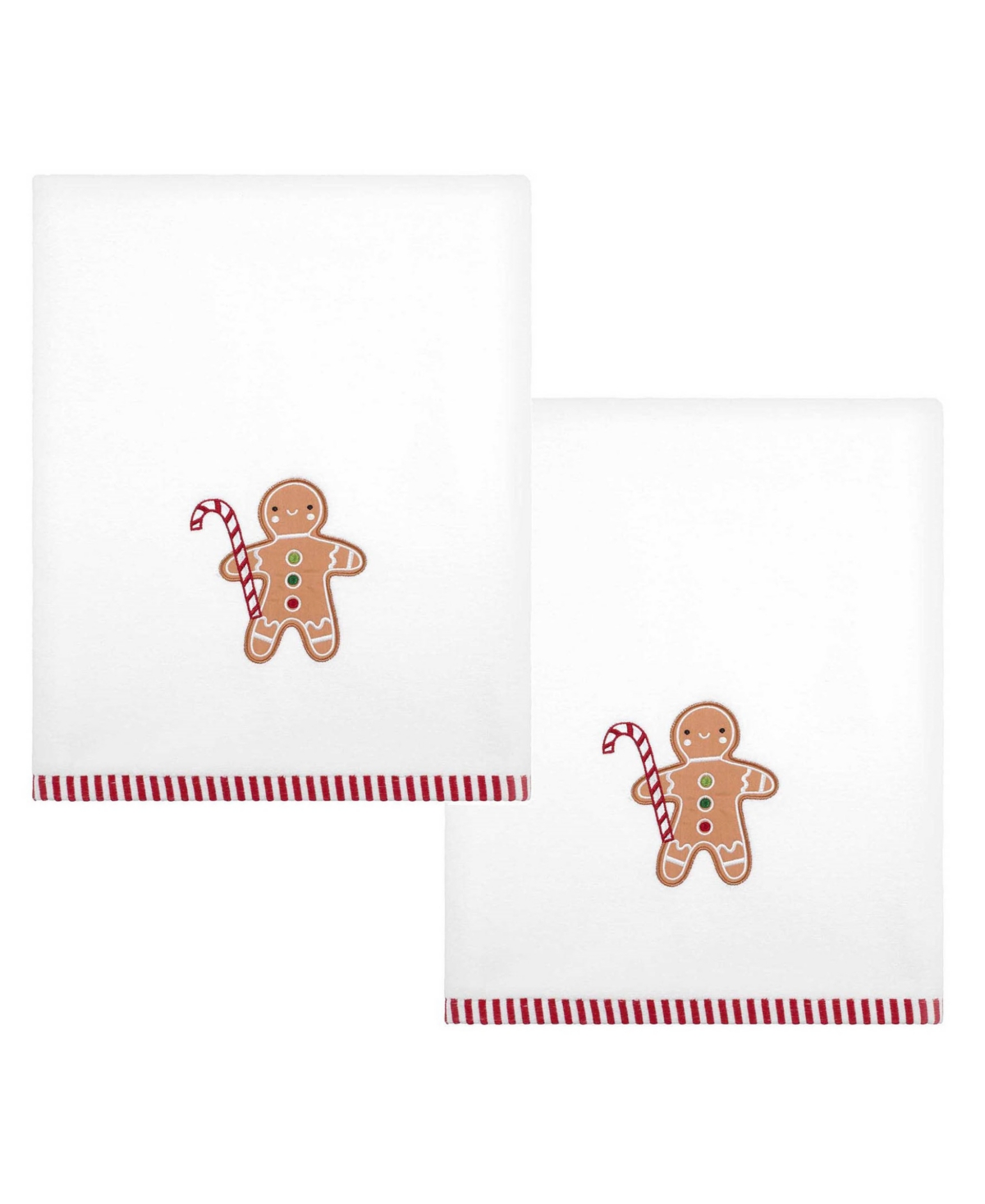 Avanti Gingerbread Man Cotton 2-pc. Bath Towel Set, 52" X 27" In White