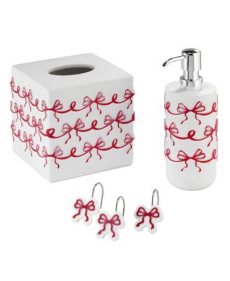 Christmas Bows Resin Shower Hooks, Set of 12