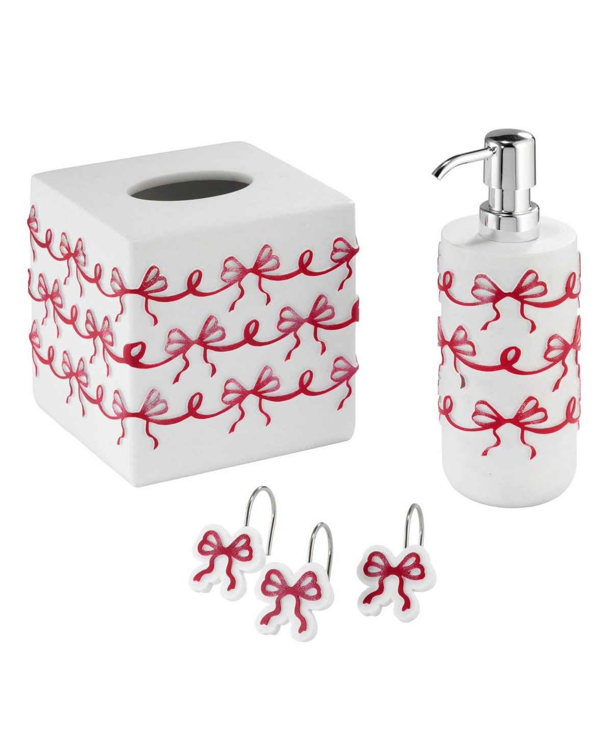 Avanti Christmas Bows Resin Shower Hooks, Set Of 12 In Multi