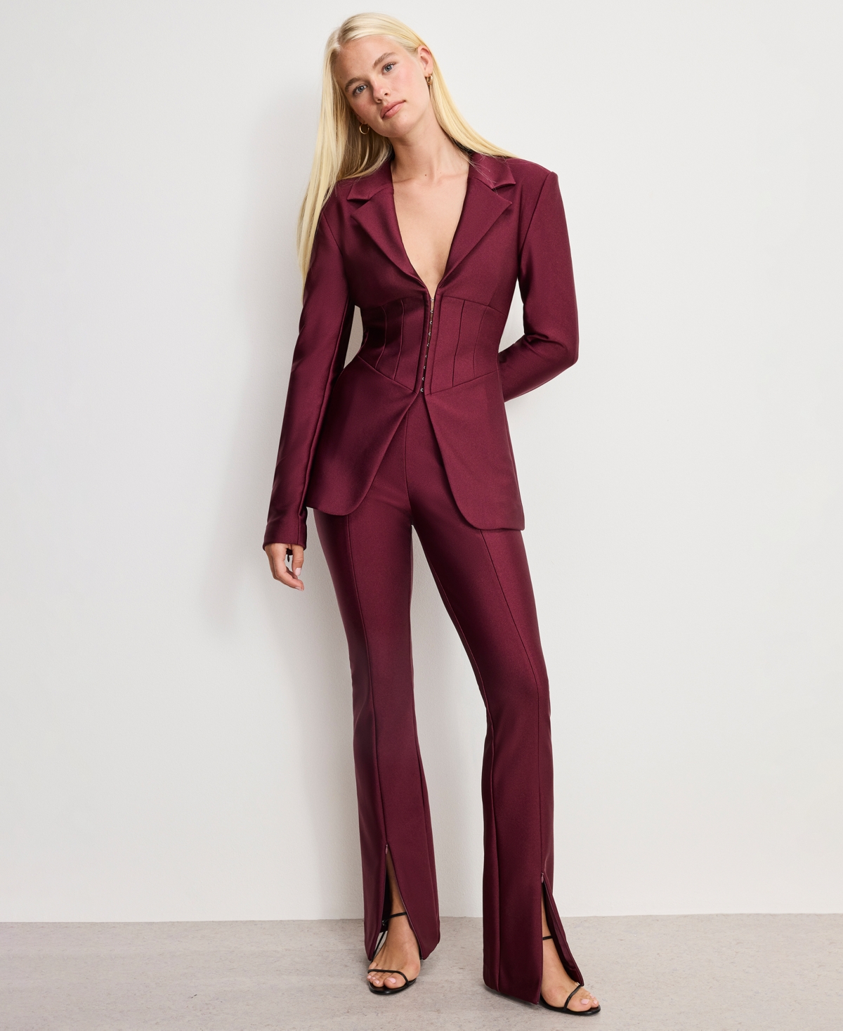 Good American Women's Dolly Joleans Shine Corset Blazer, Regular & Plus Size