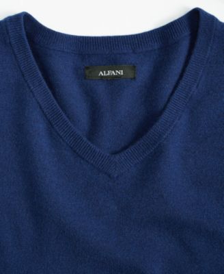 Men's Solid V-Neck Cotton Sweater, Created for Macy's