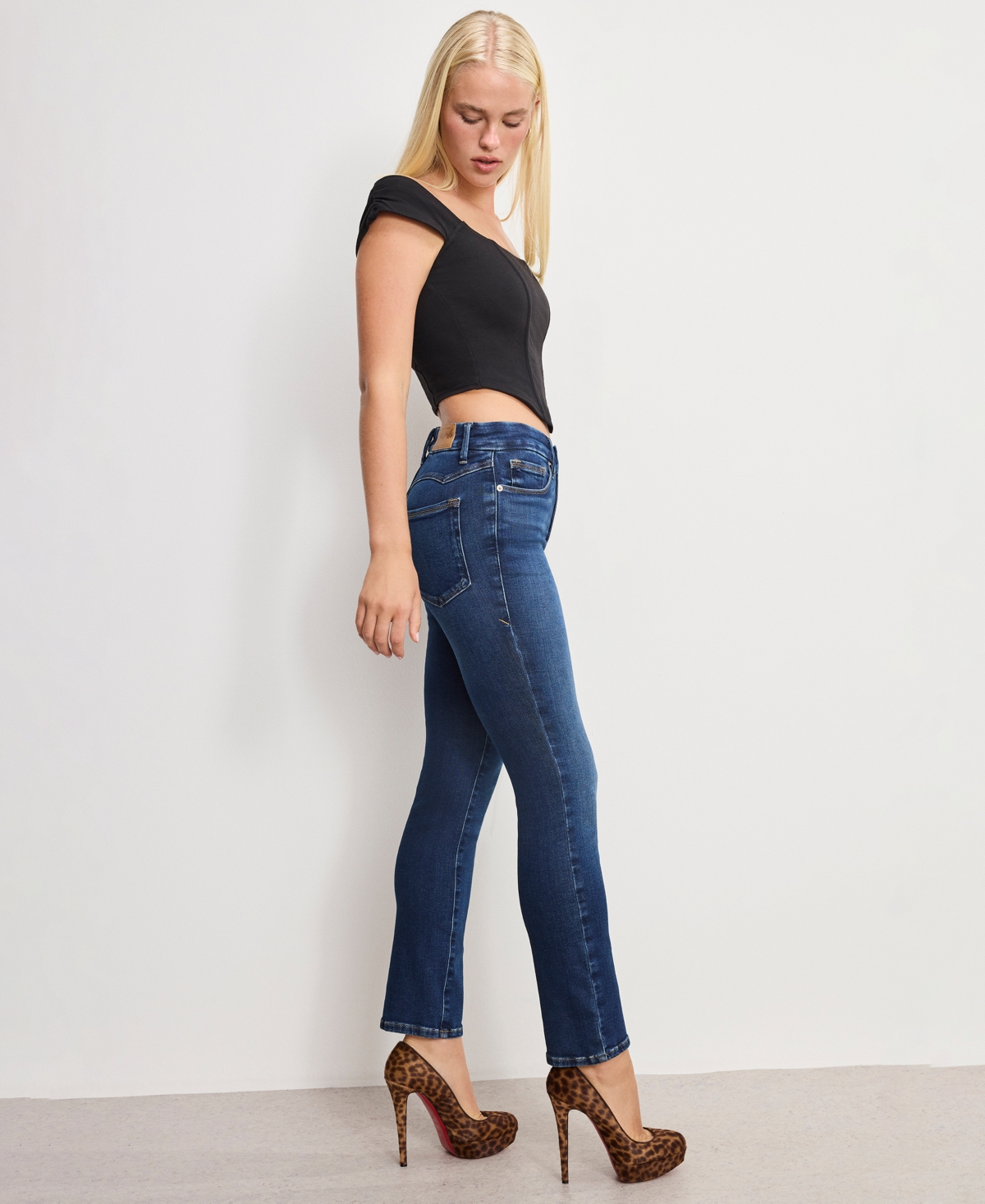 Good American Women's Dolly Joleans Straight Leg Jeans, Regular And Plus Size In Blue
